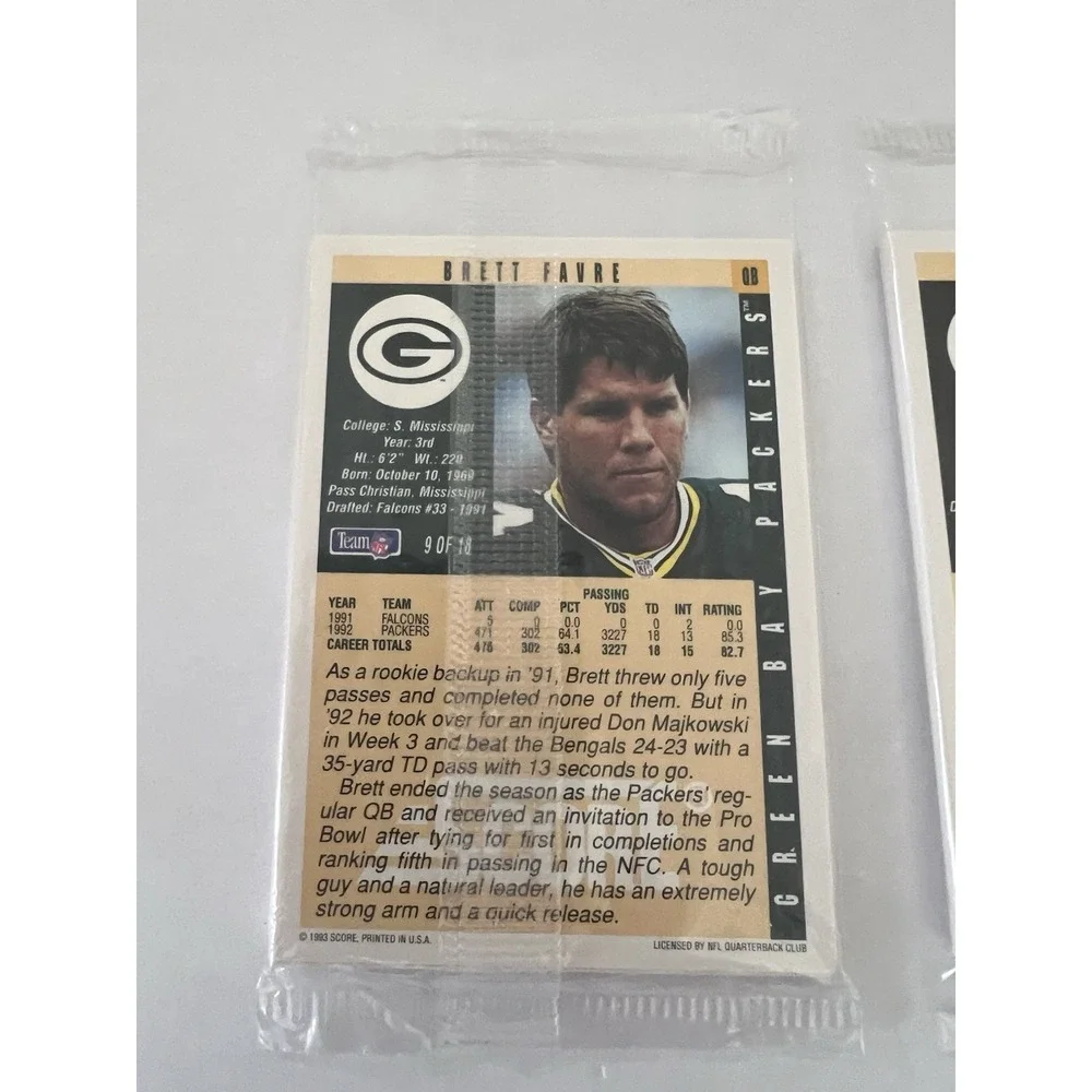 1993‎ Score NFL Football Ore-Ida Cards 2 Sealed Unopened Pks Elway Aikman Favre